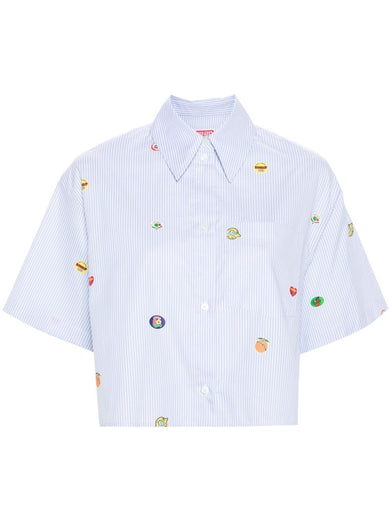 Cropped shirt with fruit stickers