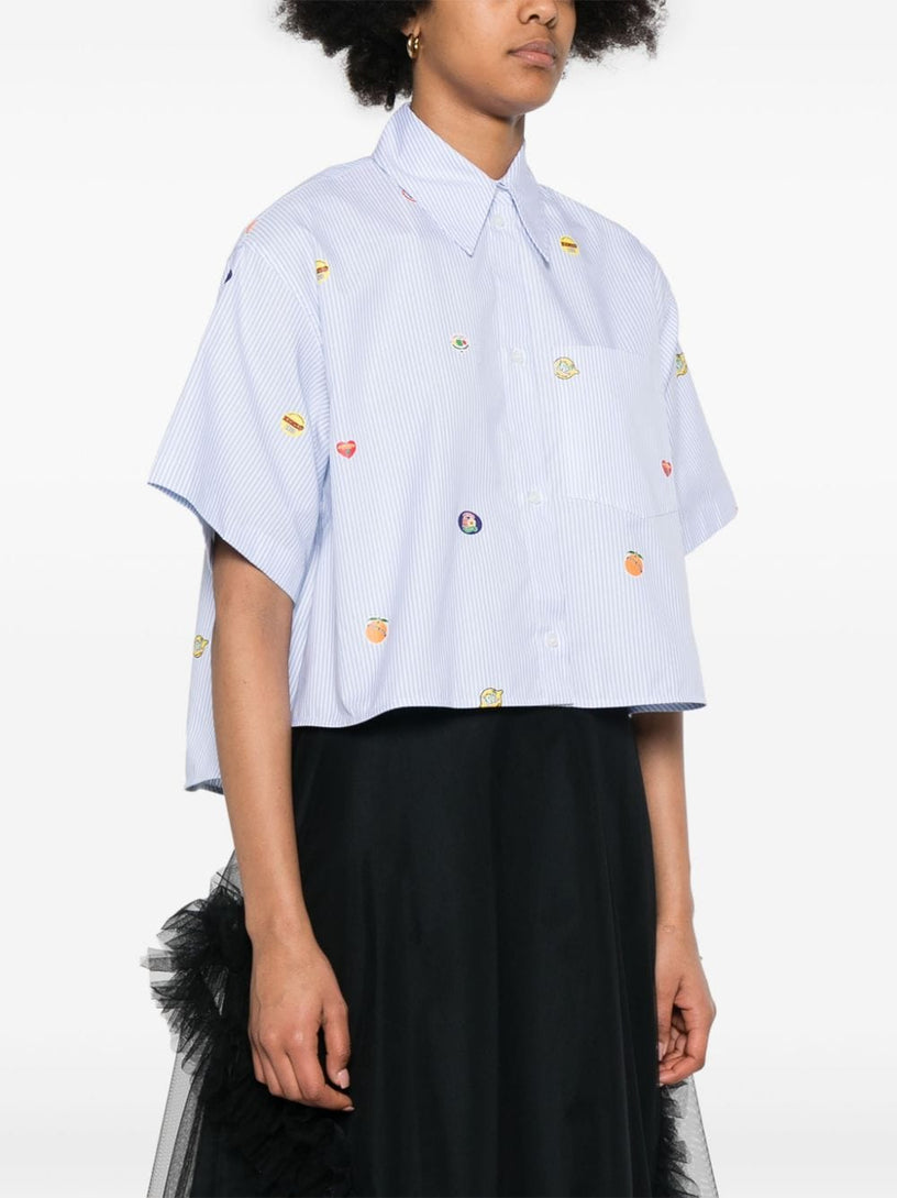 Cropped shirt with fruit stickers