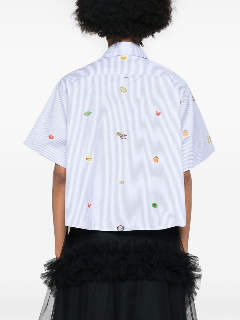 Cropped shirt with fruit stickers