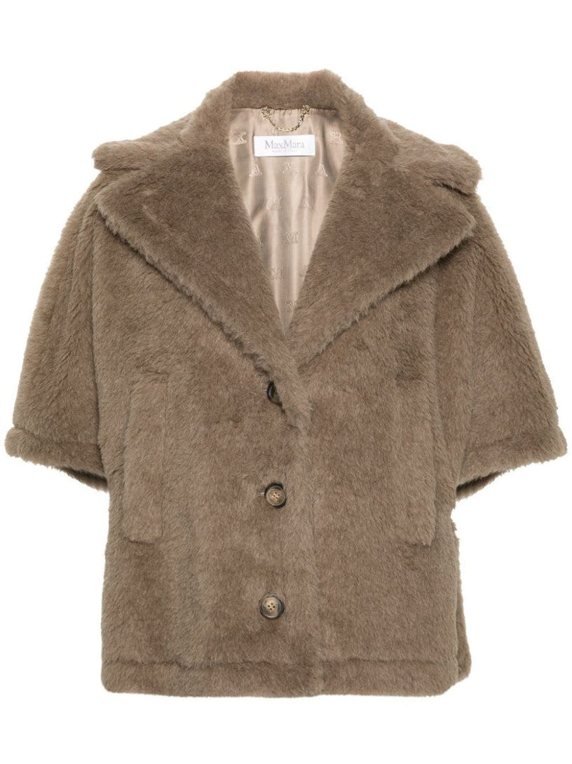 Max Mara Short aleggio cape in teddy fabric