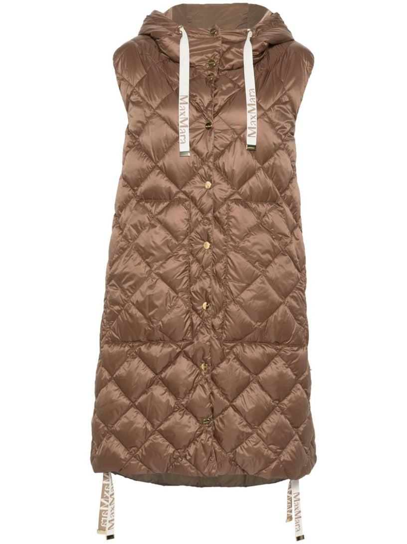 Long vest in water-repellent nylon