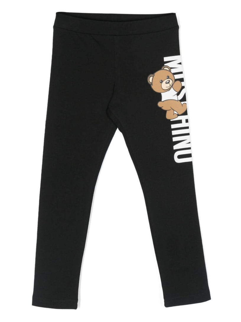 Jersey leggings with teddy logo