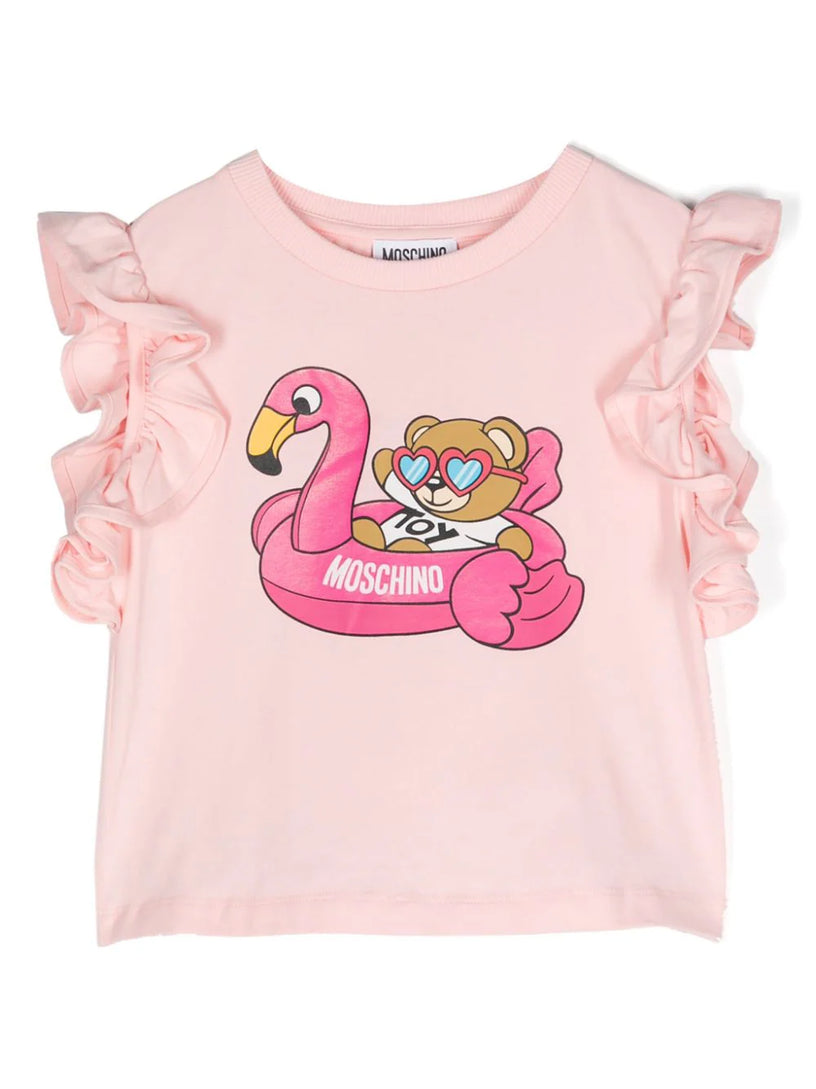 Moschino Kids Pool party teddy bear jersey t-shirt