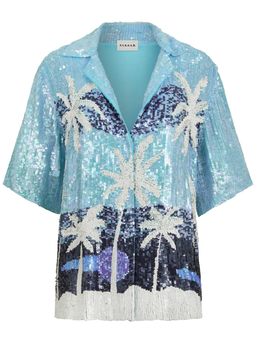 P.A.R.O.S.H. Sequins palms shirt