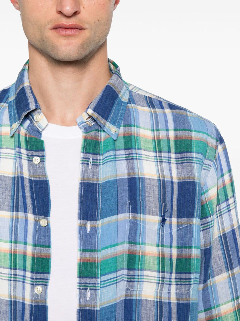 Custom Fit Plaid Linen Shirt