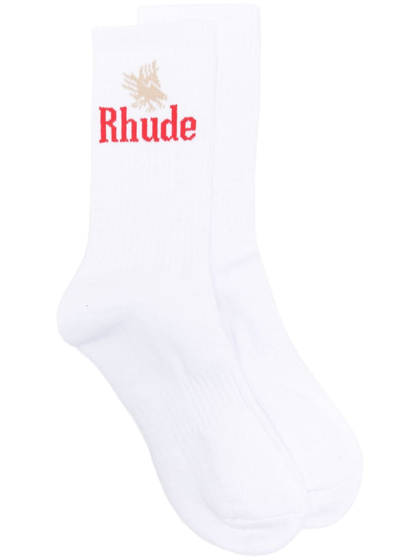 Rhude script logo socks