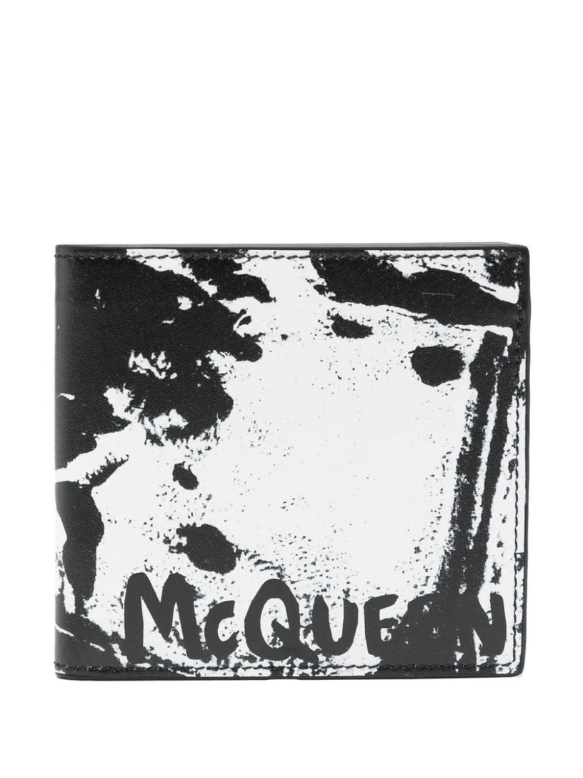 Alexander McQueen Mcqueen graffiti wallet in black and white