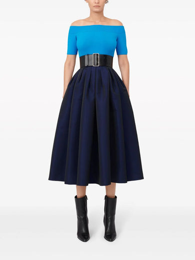 Gathered Midi Skirt