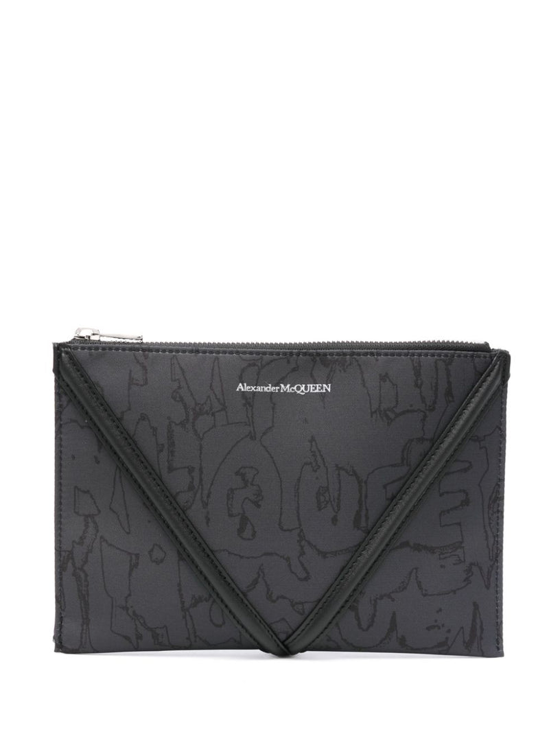 Alexander McQueen Graffiti harness zip pouch in black