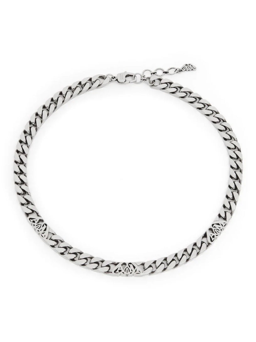 Seal logo chain chocker in antique silver