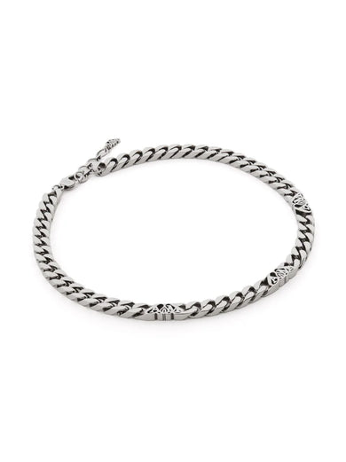 Seal logo chain chocker in antique silver