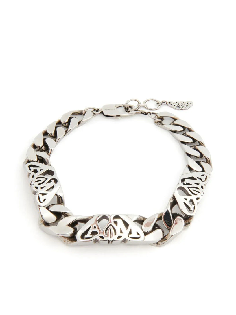 Seal logo chain bracelet in Antique Silver