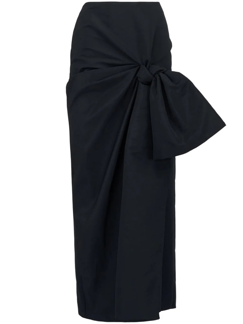 Bow Detail Slim Skirt in Black