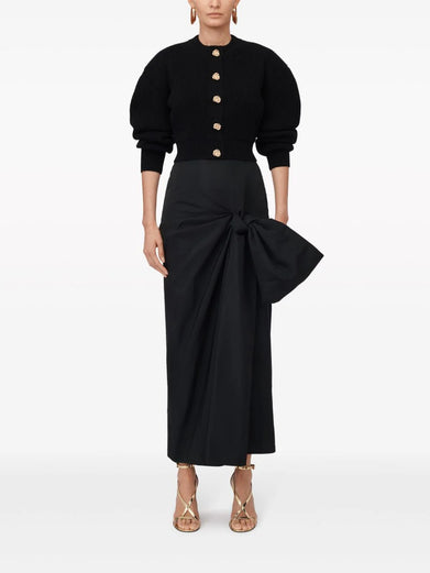 Bow Detail Slim Skirt in Black