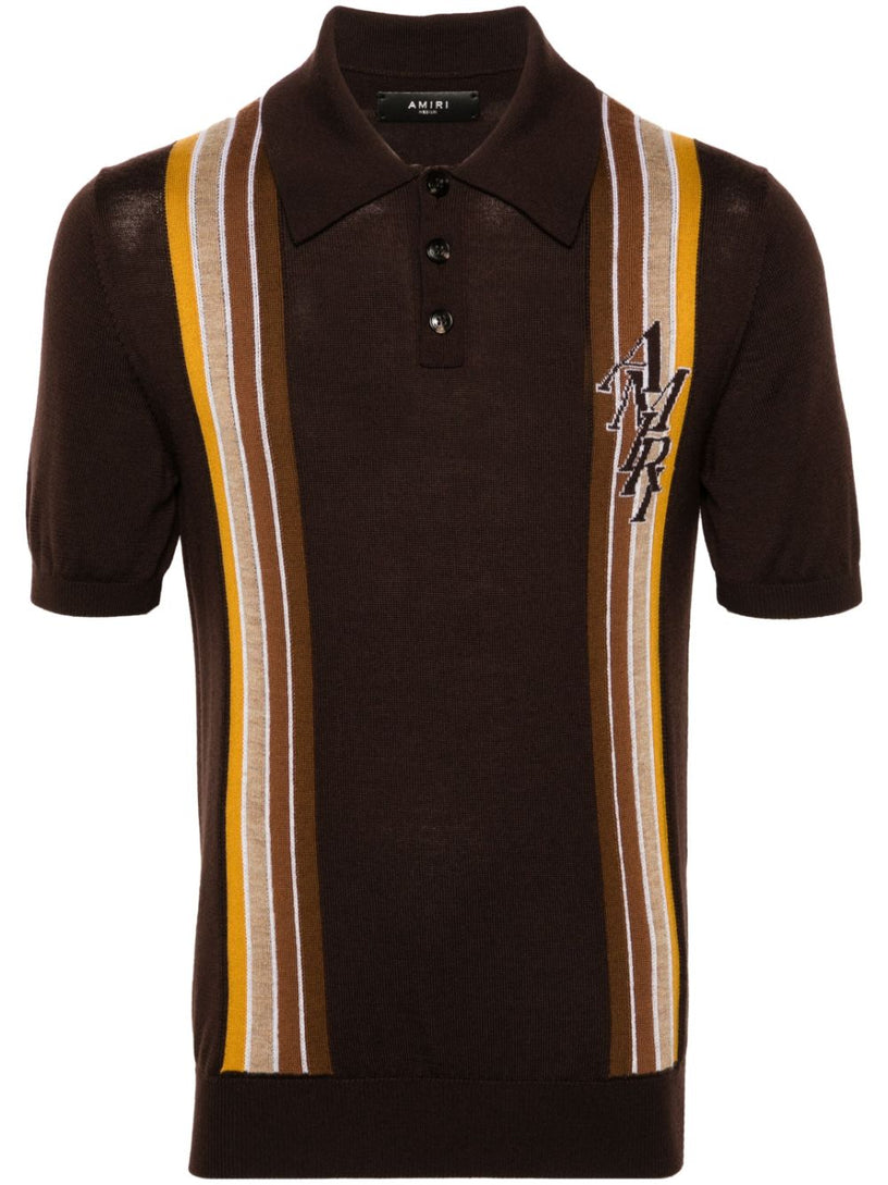 Amiri Stack stripe short sleeve polo shirt