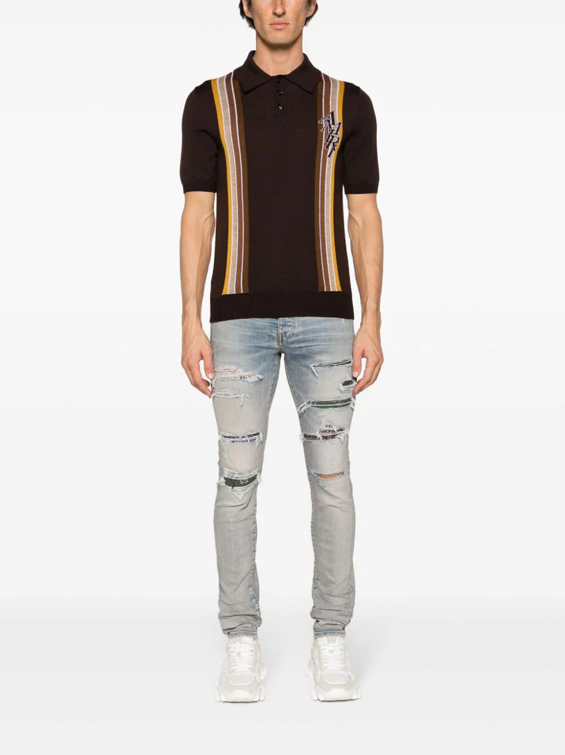 Amiri Stack stripe short sleeve polo shirt