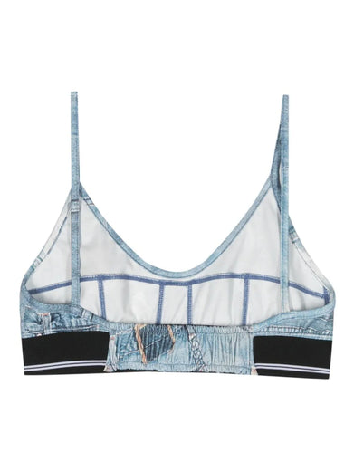 Denim Printed Bra Crop Top