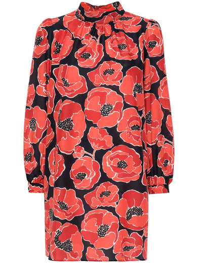 Dalia short dress with poppy print