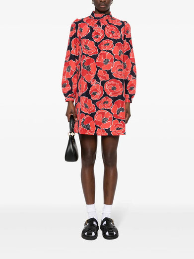 Dalia short dress with poppy print