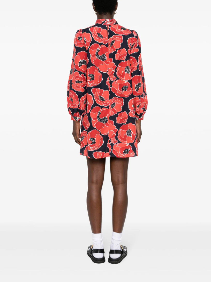 Dalia short dress with poppy print