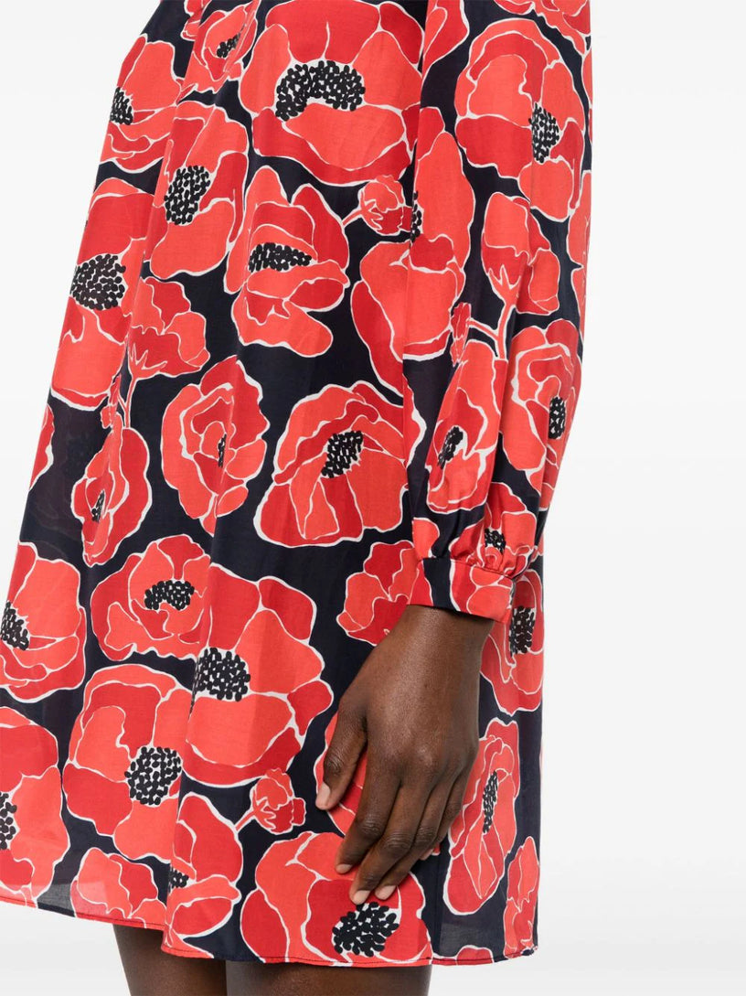 Dalia short dress with poppy print