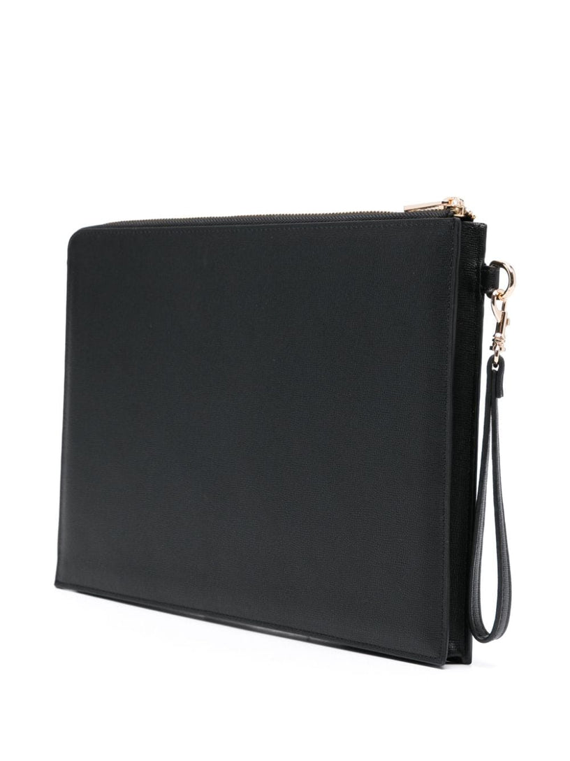 Logo-debossed leather clutch bag