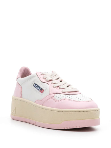 Medalist Platform low sneakers in white and pink leather