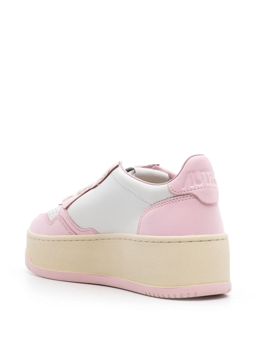 Medalist Platform low sneakers in white and pink leather