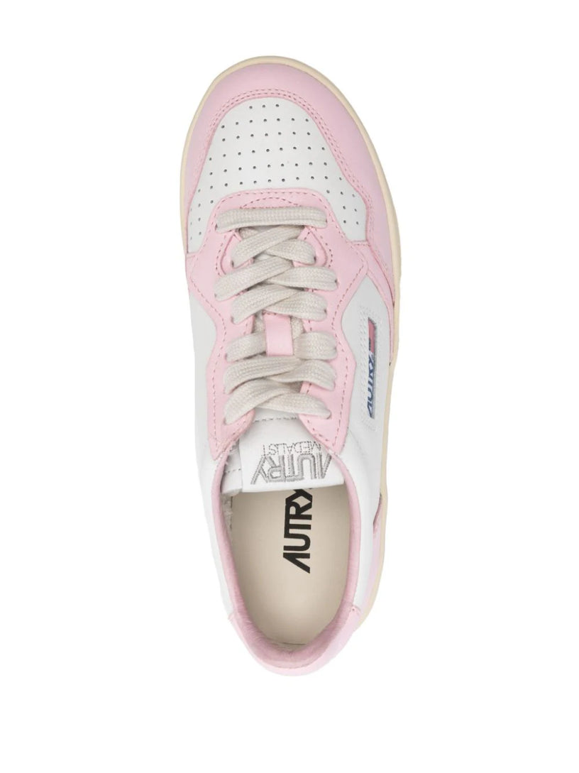 Medalist Platform low sneakers in white and pink leather