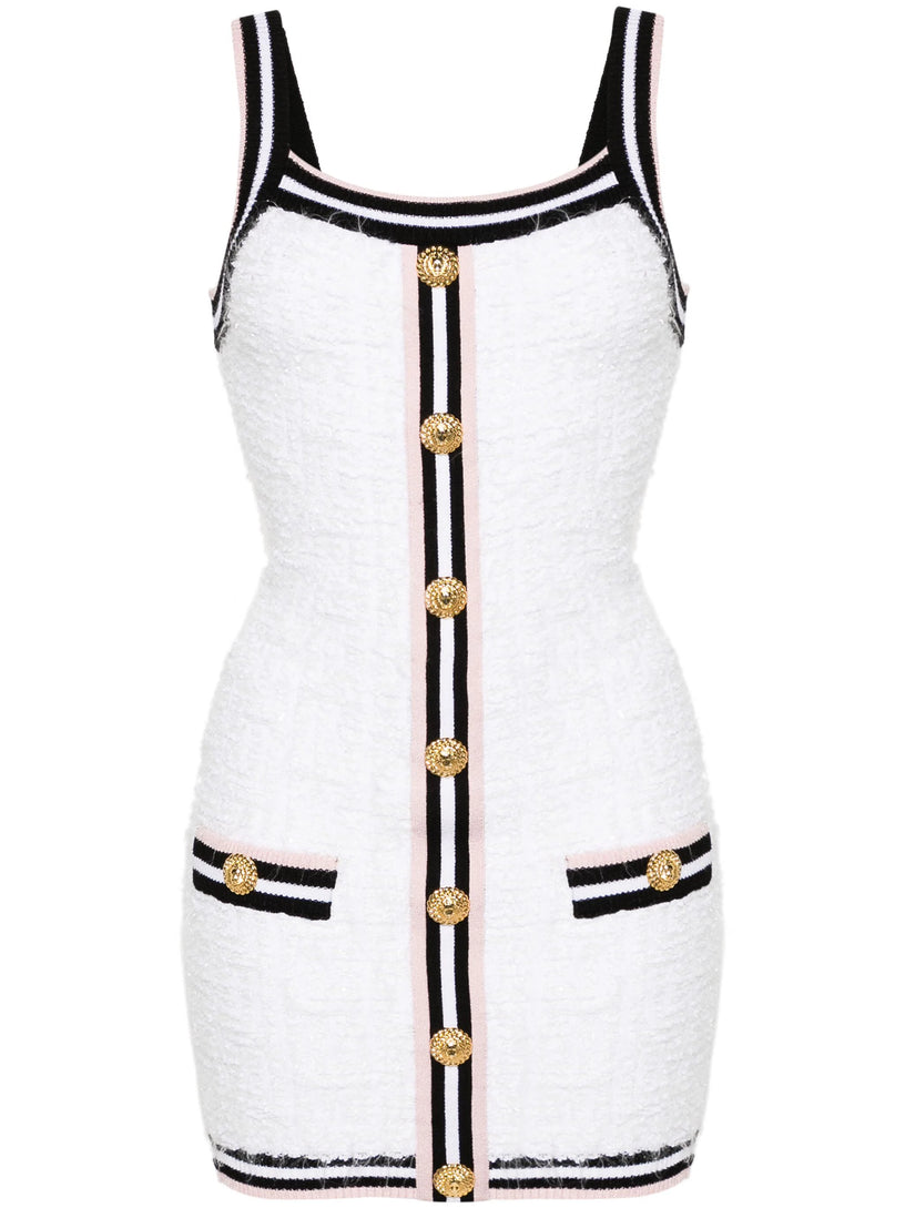 BALMAIN Maze-monogram bouclé minidress