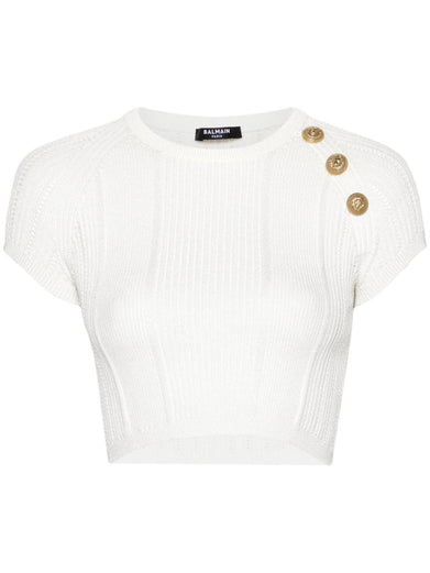 3-button fine knit top