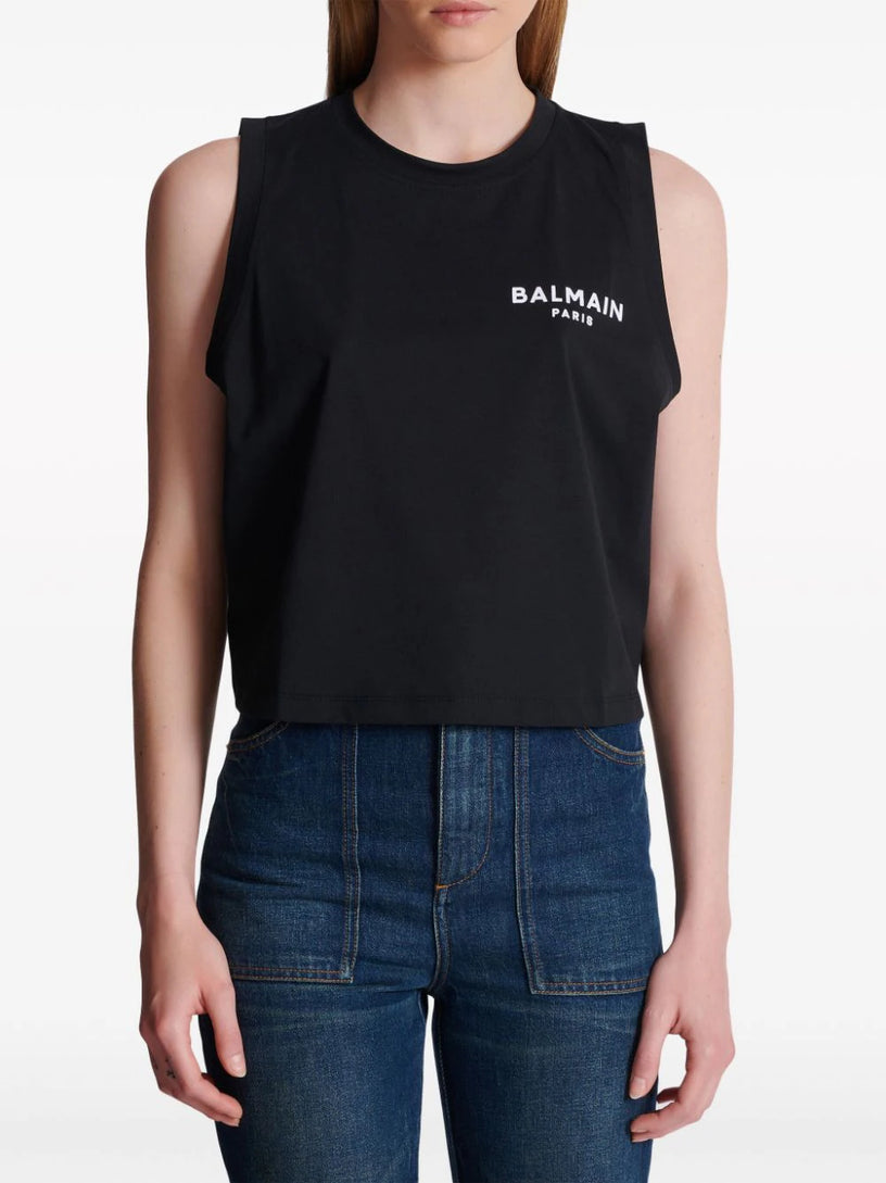 Balmain Flocked Tank Top