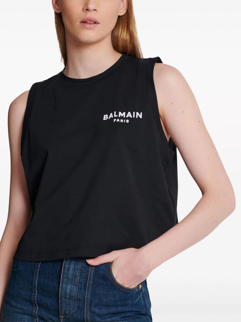 Balmain Flocked Tank Top