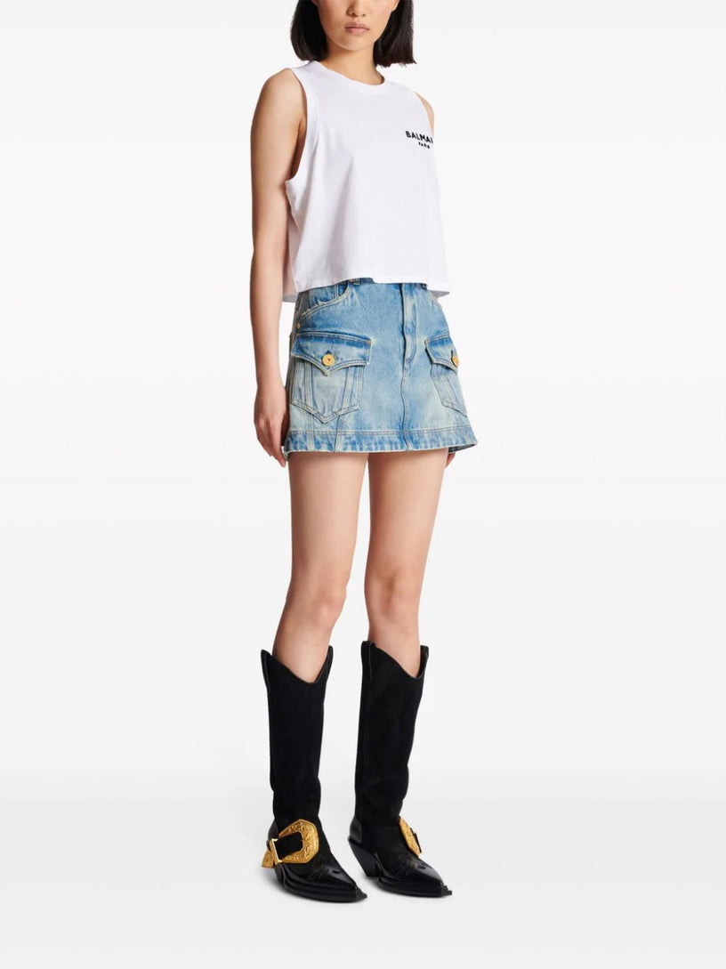 Balmain Flocked Tank Top