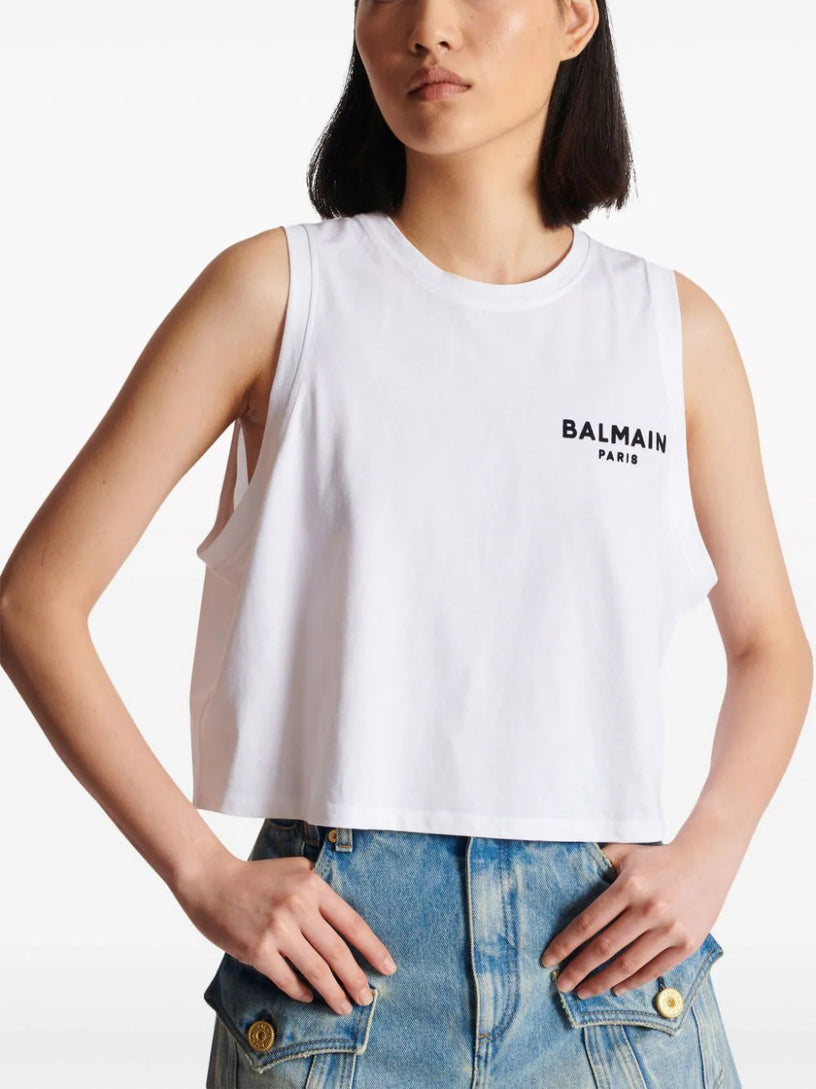 Balmain Flocked Tank Top