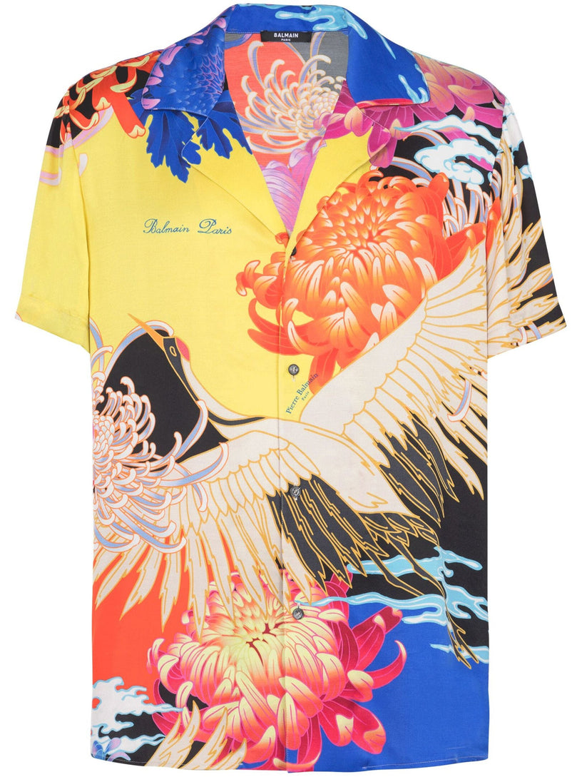 BALMAIN Shirt with crane print