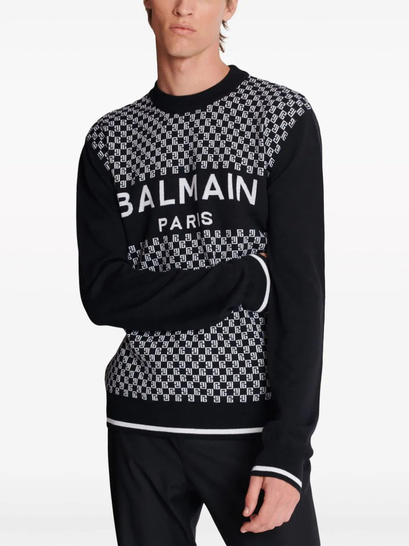 Balmain mini monogram jacquard jumper