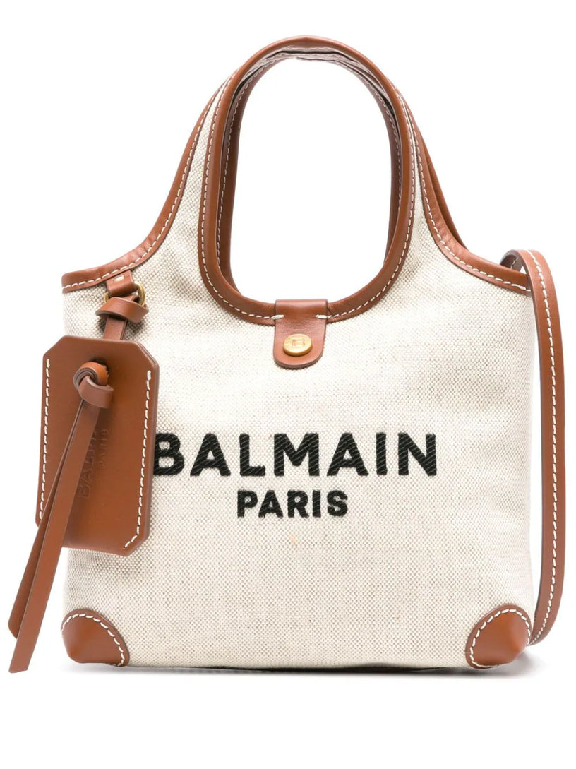 BALMAIN Small canvas b-army grocery bag