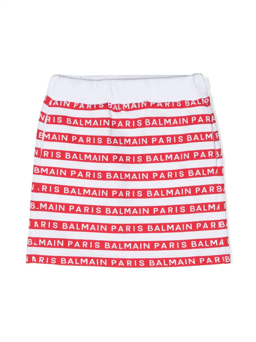 BALMAIN Kids Striped skirt with logo