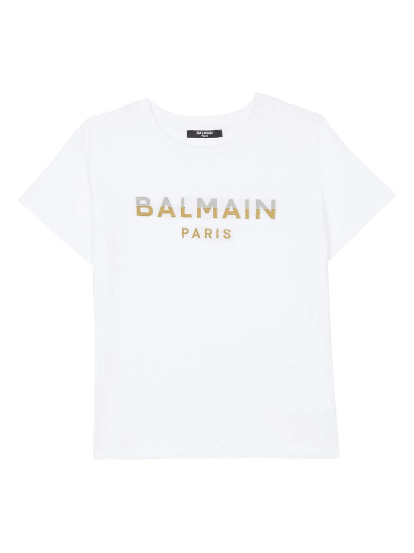 BALMAIN Kids Balmain paris jersey t-shirt with metallic print