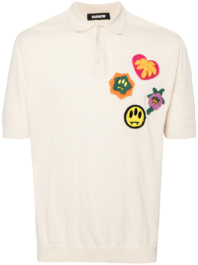 Barrow knitted polo shirt with multicolor patch