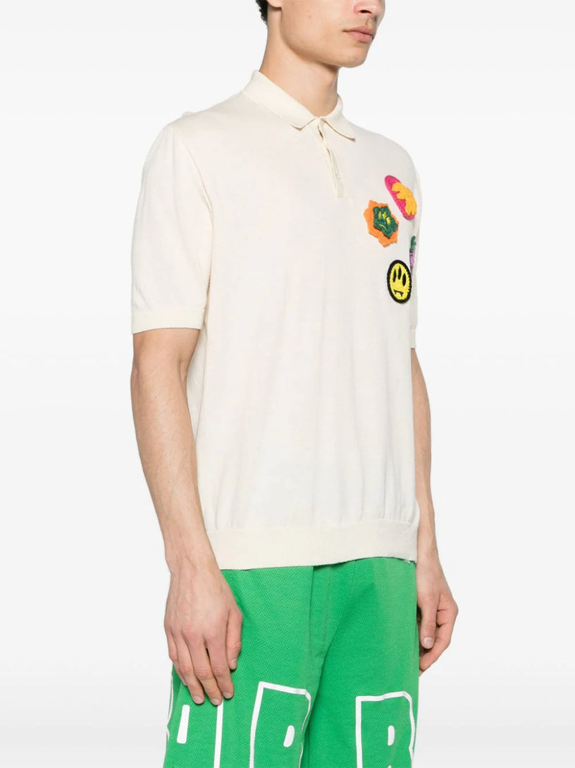 Barrow knitted polo shirt with multicolor patch