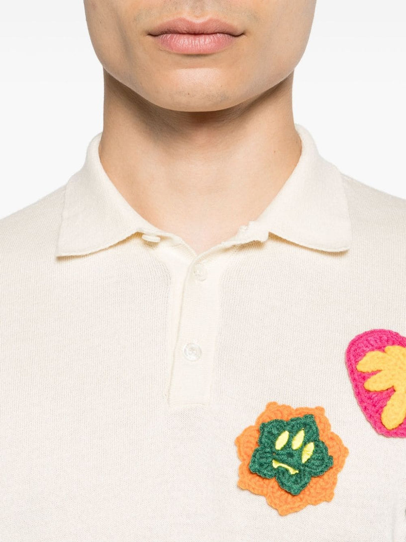 Barrow knitted polo shirt with multicolor patch