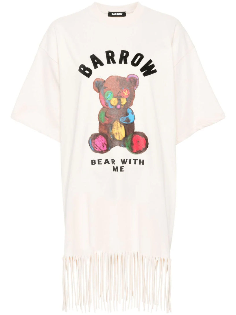 BARROW T-shirt dress with fringes