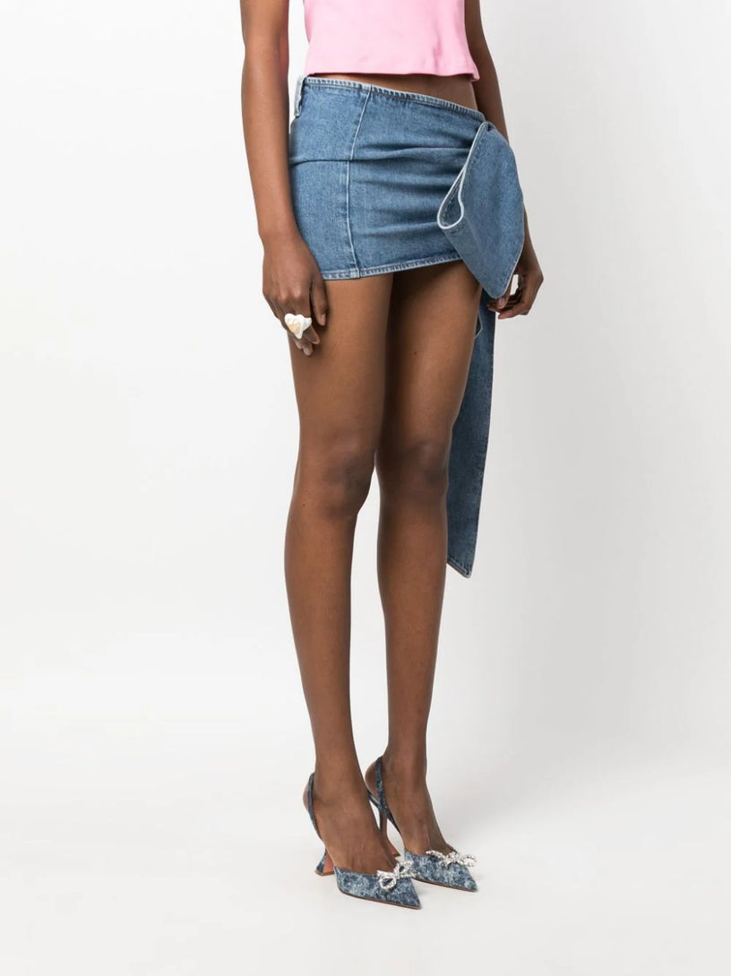 Mini skirt in denim with bow