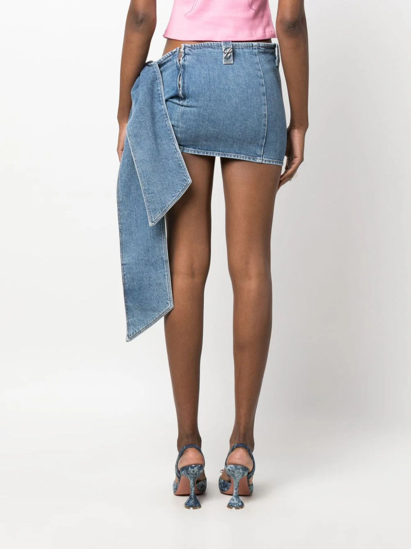 Mini skirt in denim with bow