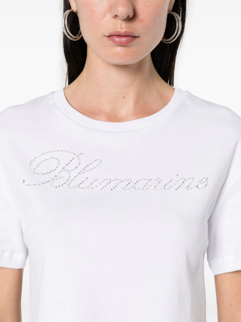 T-shirt with strass logo embroidery