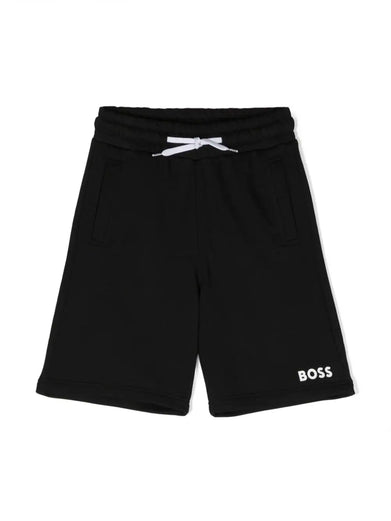 Regular fit fleece Bermuda shorts with printed logo