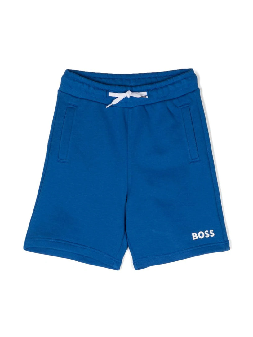 Regular fit fleece Bermuda shorts with printed logo