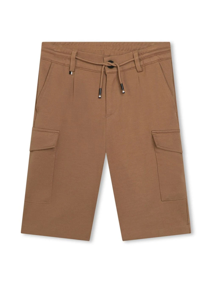 Cargo shorts in stretch fabric with drawstring waist